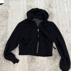 Brandy Melville black cropped zip up hoodie